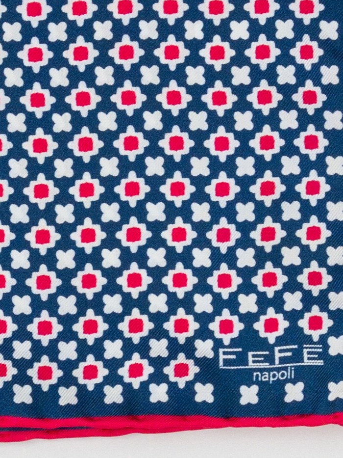 RED BLUE FLOWERS SILK...