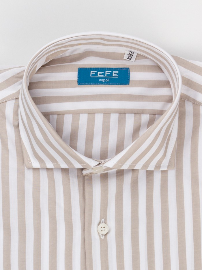 CAMICIA COTONE RIGHE BEIGE