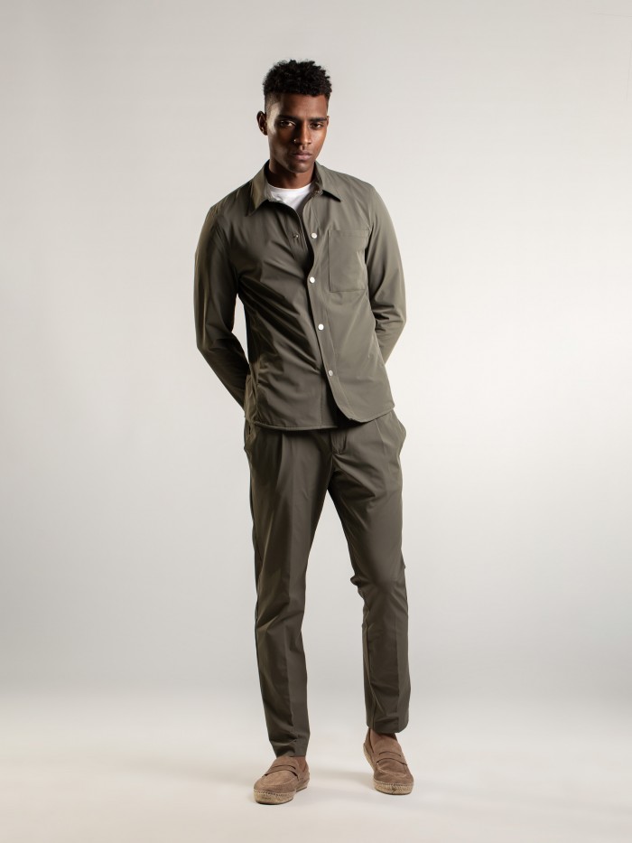 GREEN NYLON TECH TROUSERS