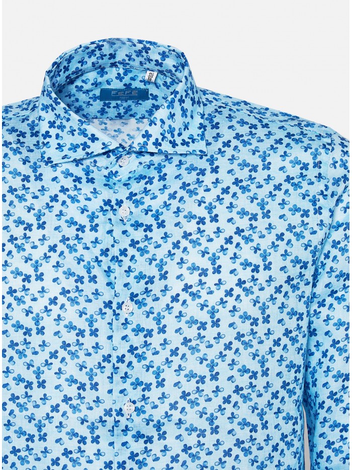CAMICIA LINO STAMPATA FIORI...
