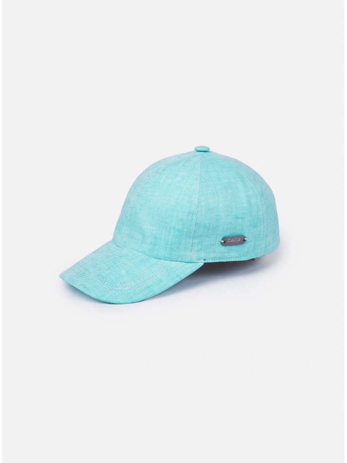 TURQUOISE LINEN BASEBALL CAP
