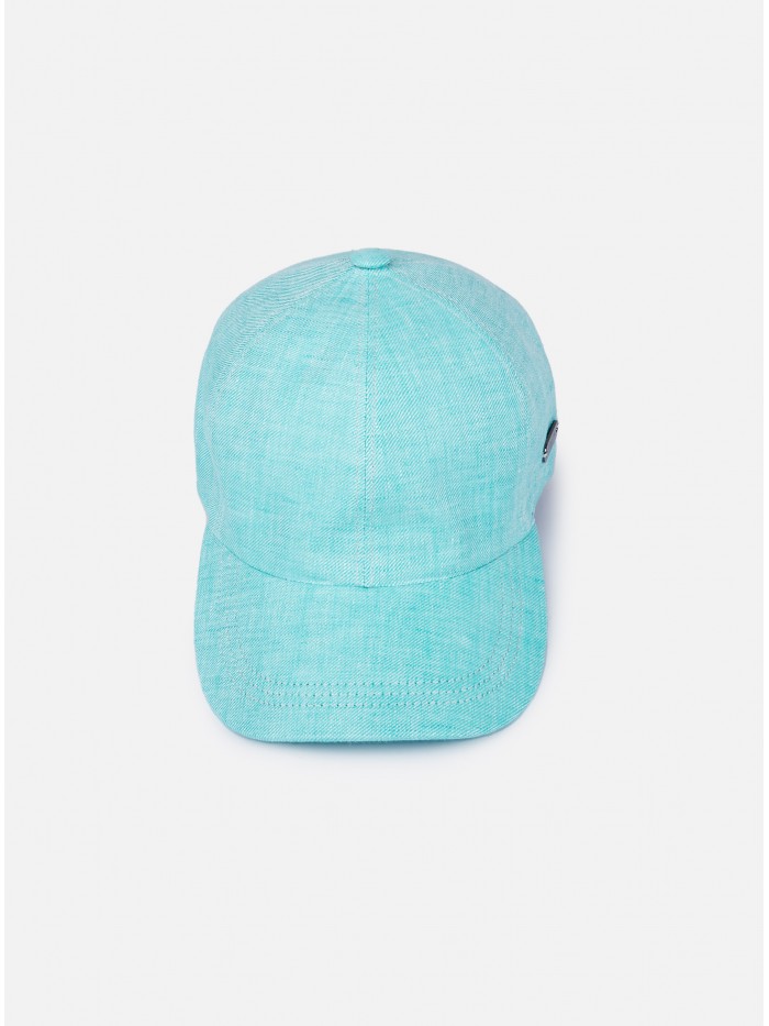TURQUOISE LINEN BASEBALL CAP
