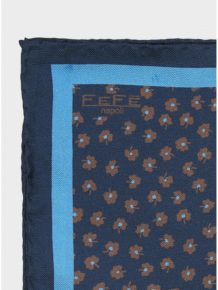 BLUE BROWN FLOWERS SILK...