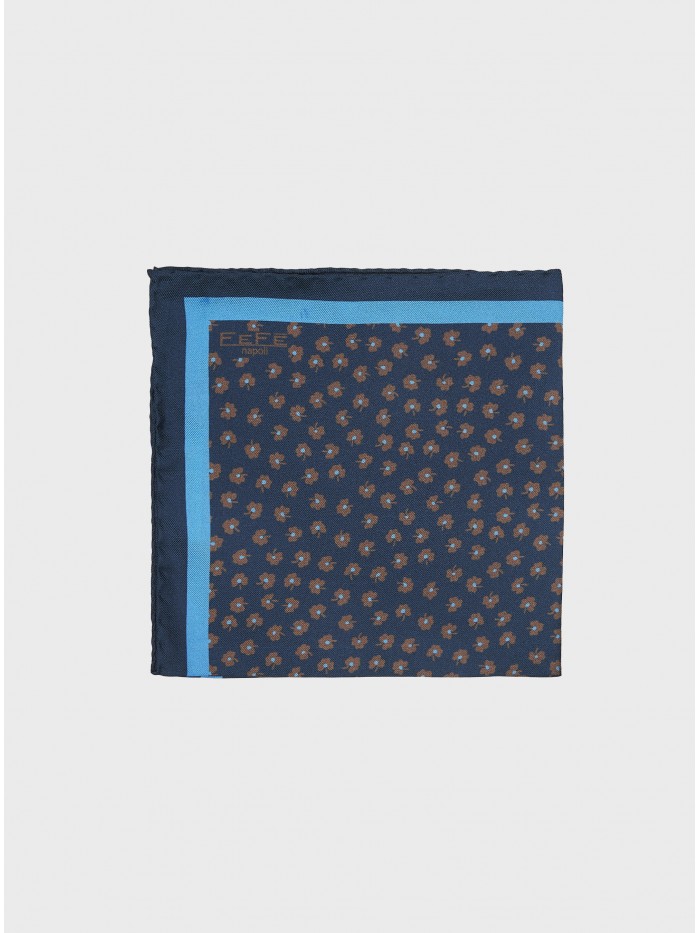 BLUE BROWN FLOWERS SILK...