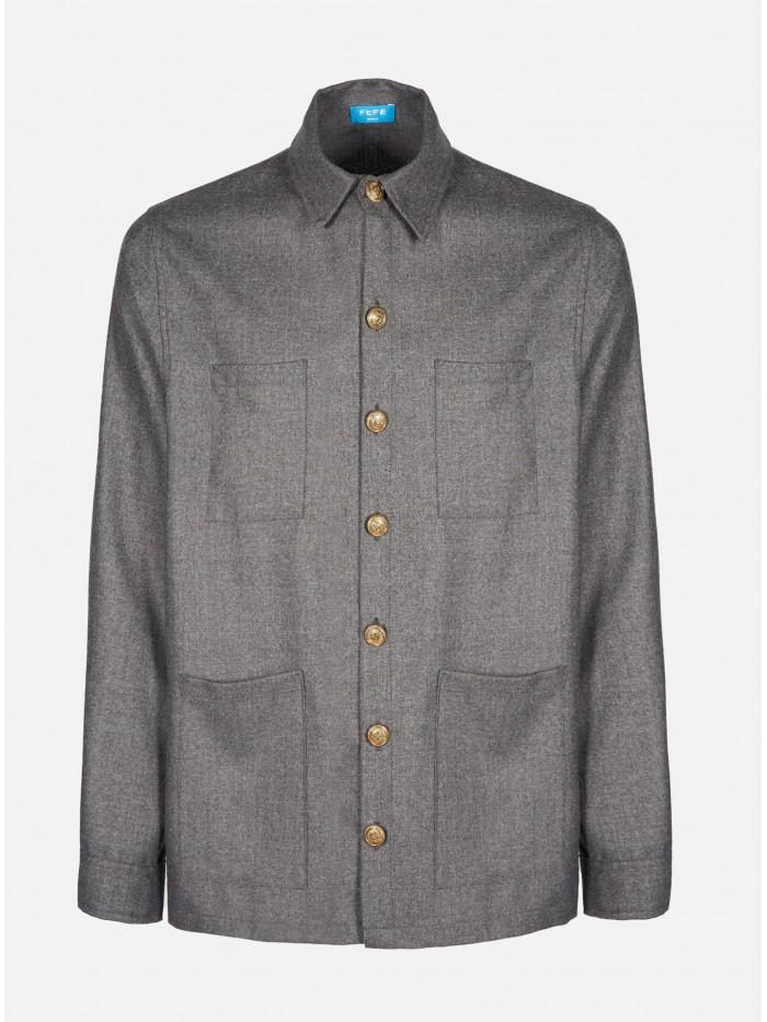 GREY WOOL CASHMERE...
