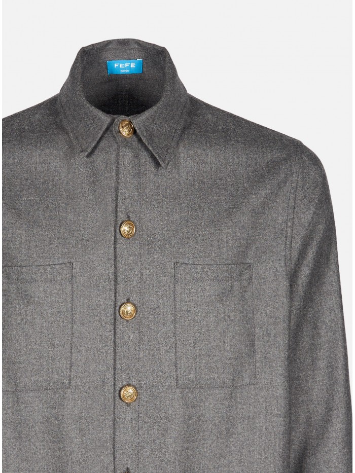 GREY WOOL CASHMERE...