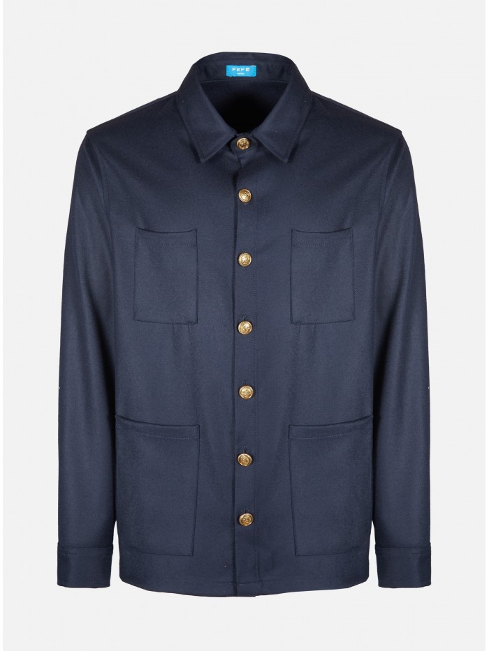 BLUE WOOL OVERSHIRT JACKET