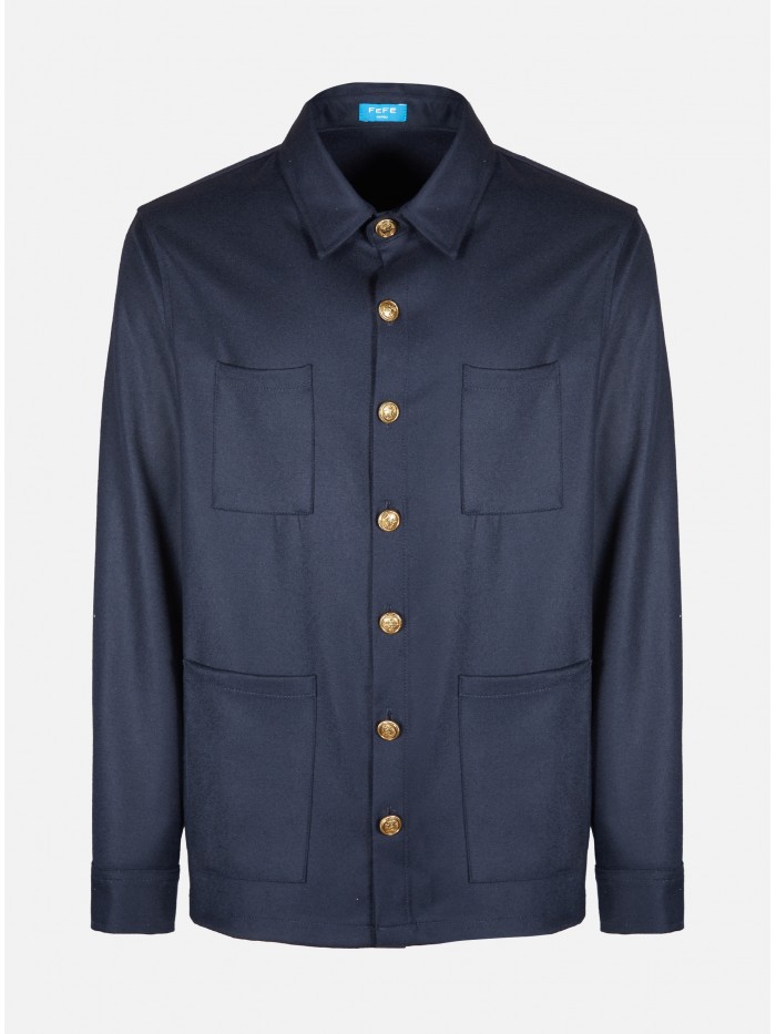 BLUE WOOL OVERSHIRT JACKET