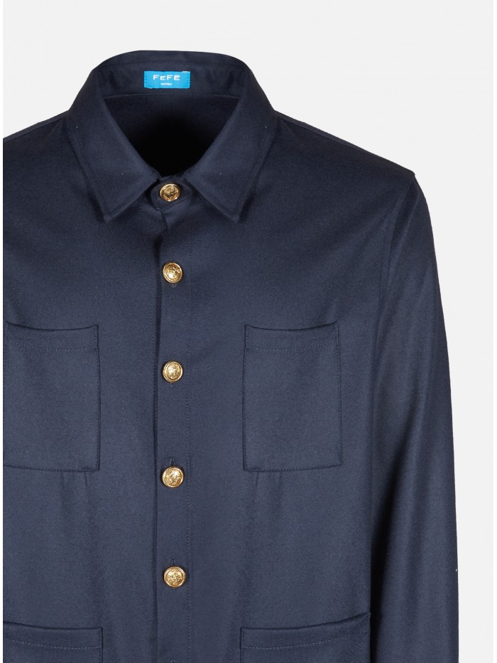 GIACCA OVERSHIRT LANA BLU