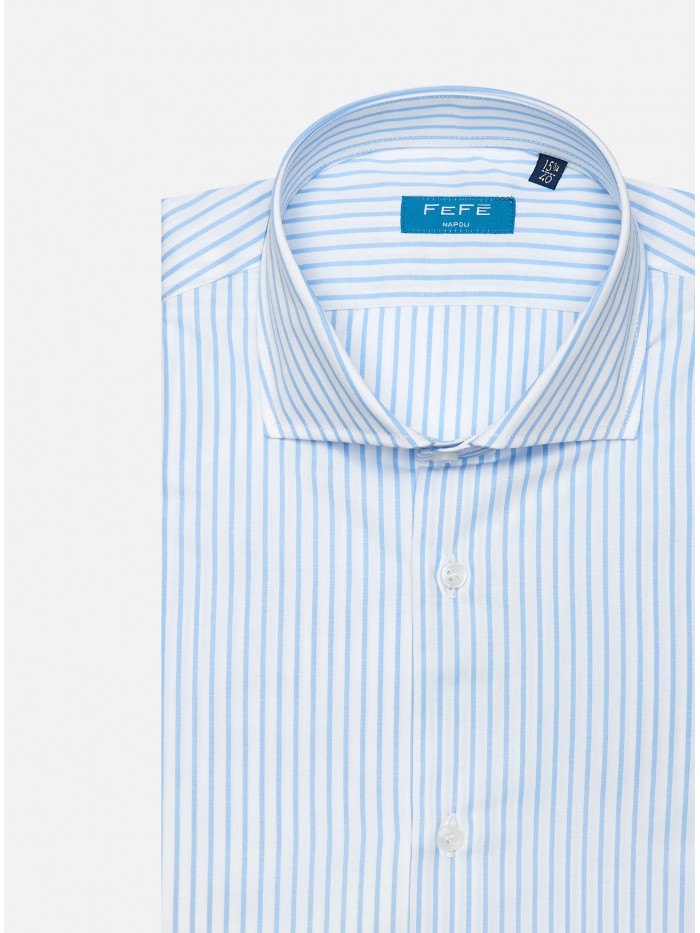 CAMICIA COTONE RIGHE CELESTE