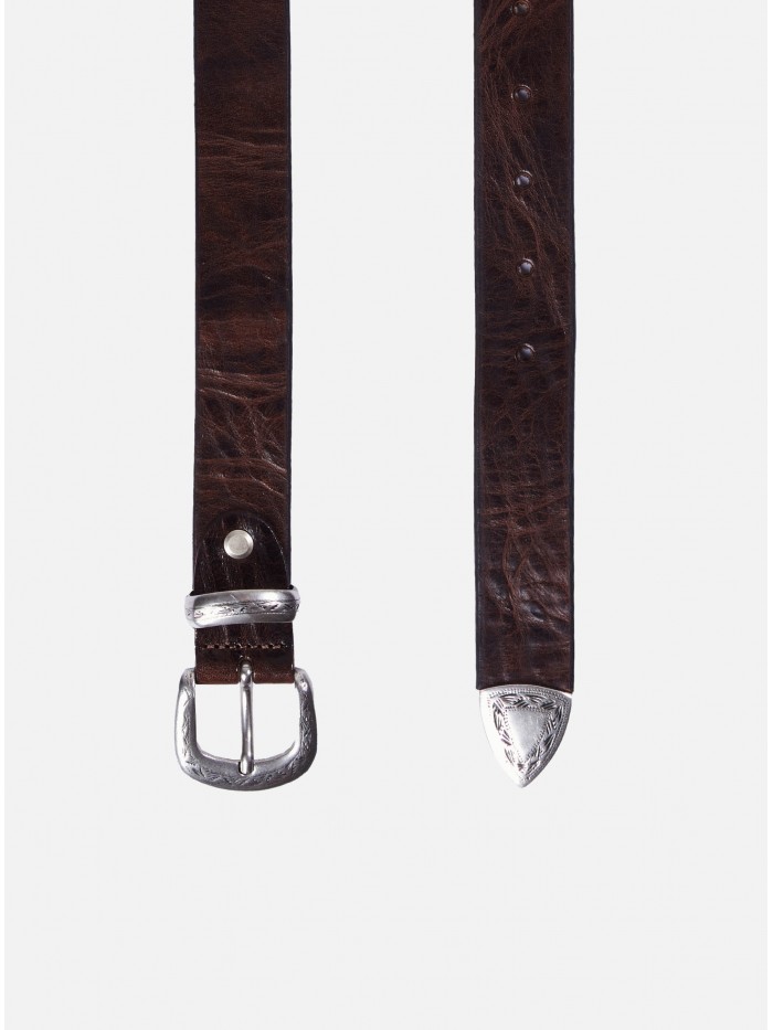 CINTURA CUOIO VINTAGE MORO