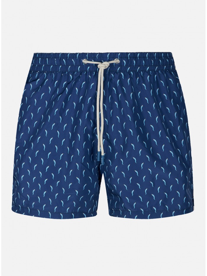 BLUE LUCKY-HORNS SWIM SHORT