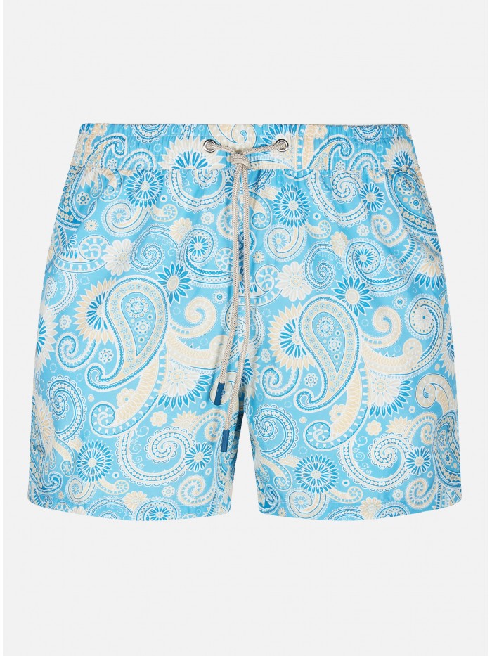 TURQUOISE PAISLEY SWIM SHORT