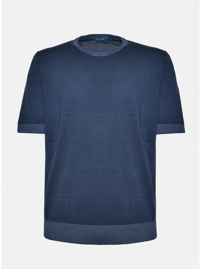 NAVY BLUE COTTON KNIT T-SHIRT