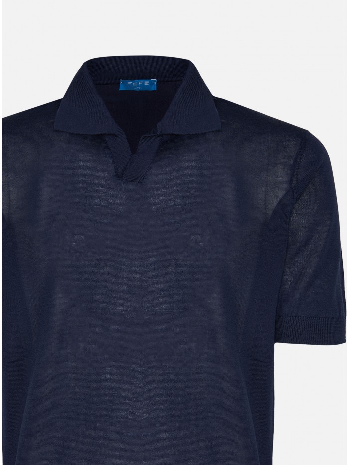 POLO MAGLIA SETA COTONE BLU