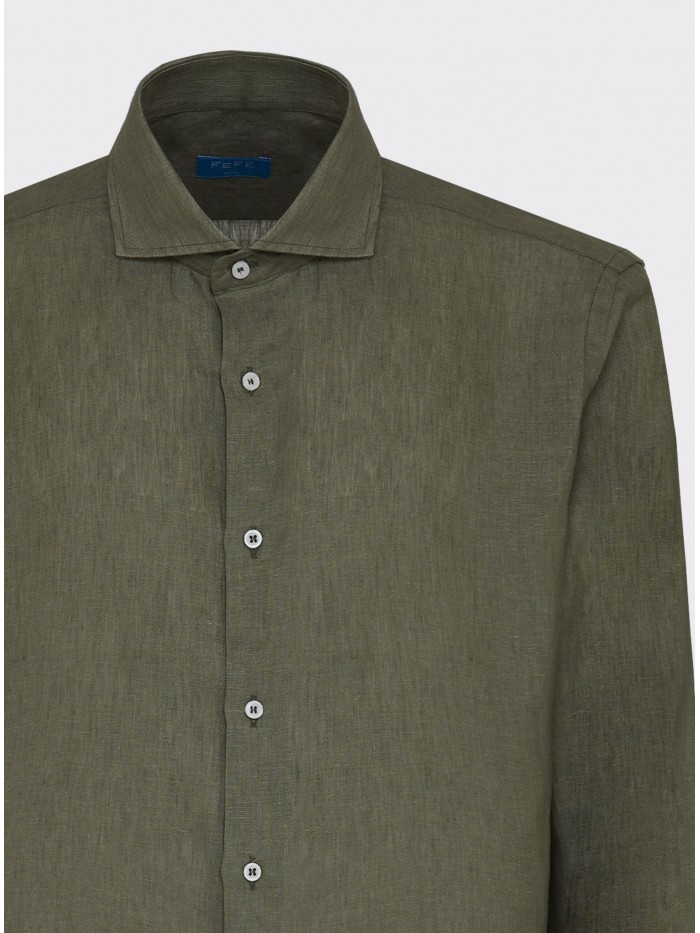 CAMICIA LINO VERDE MILITARE