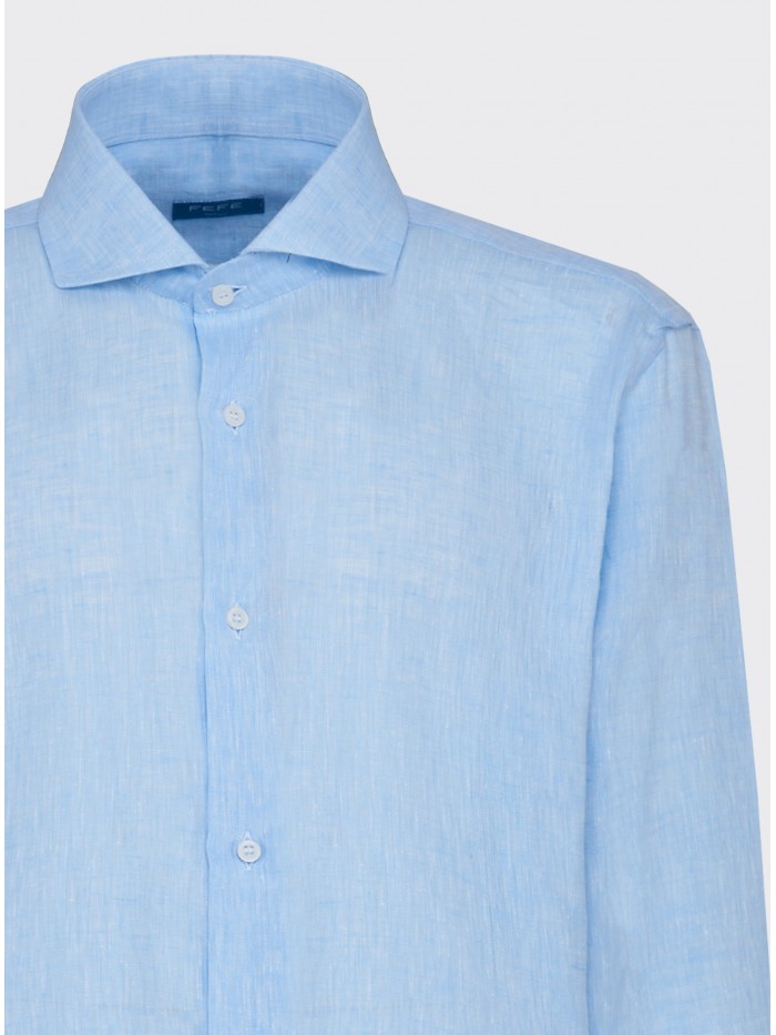 CAMICIA LINO AZZURRO