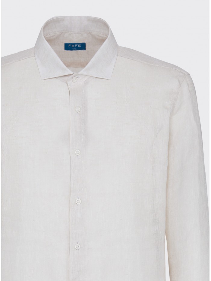 CAMICIA LINO GARZATA BIANCO
