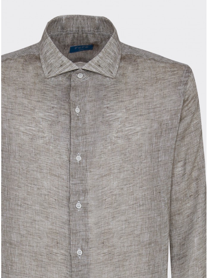 CAMICIA LINO GARZATA TORTORA