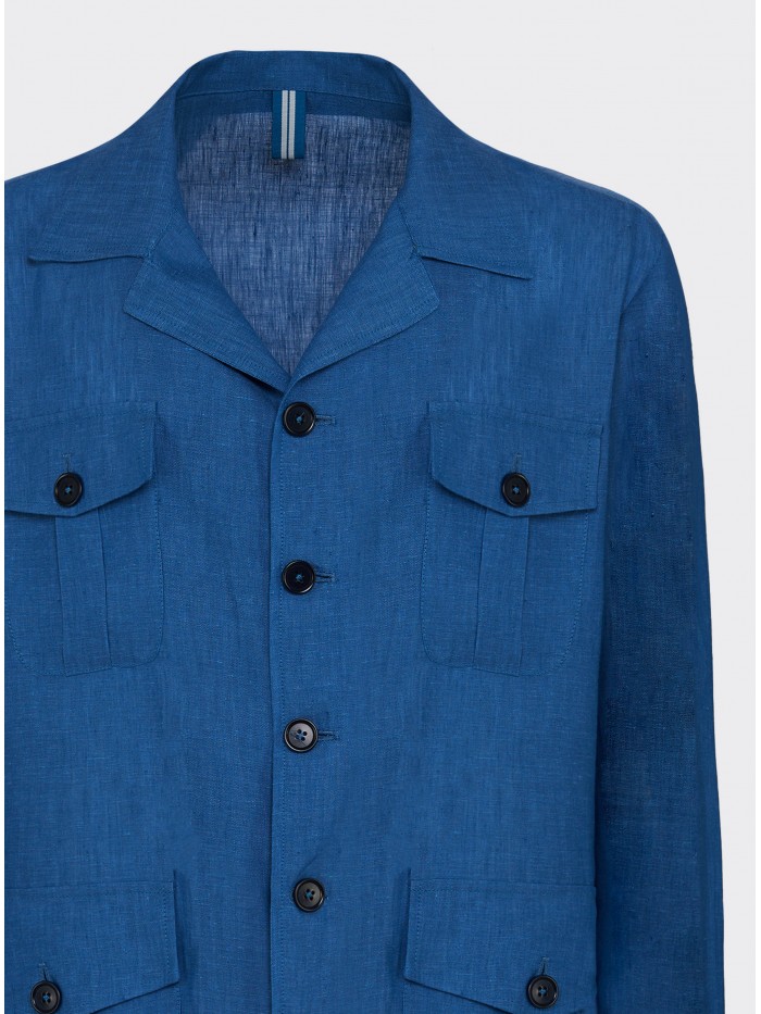 BLUE LINEN FIELD JACKET