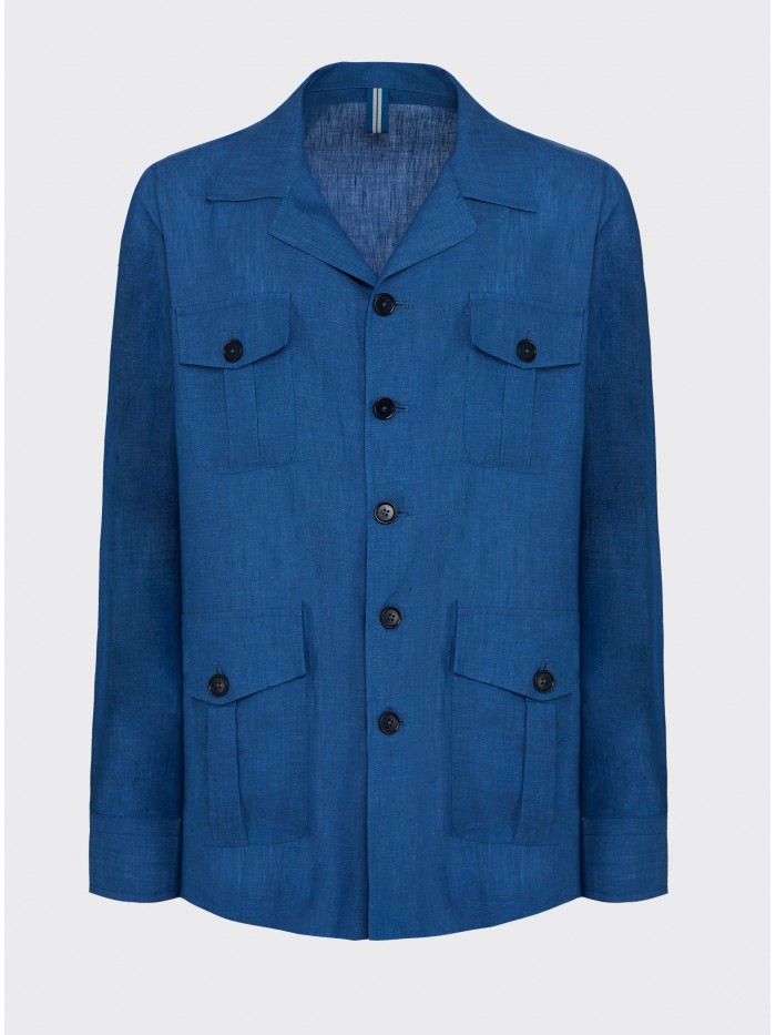 BLUE LINEN FIELD JACKET