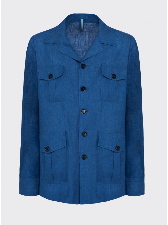BLUE LINEN FIELD JACKET