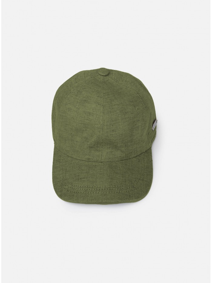 GREEN LINEN BASEBALL CAP
