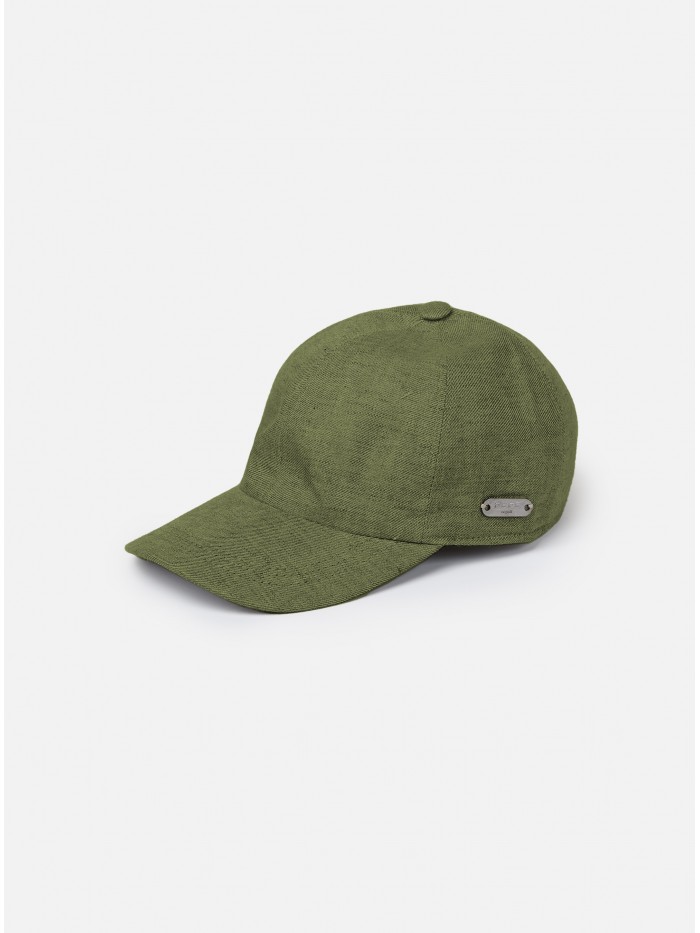 GREEN LINEN BASEBALL CAP
