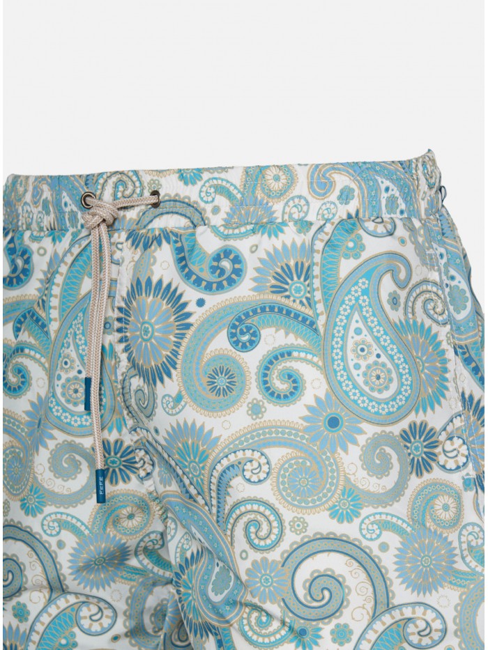 WHITE PAISLEY SWIM SHORT