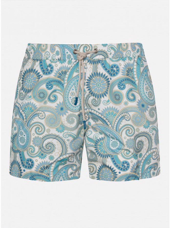 WHITE PAISLEY SWIM SHORT