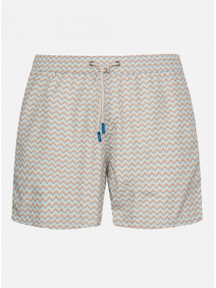 CREAM ZIGZAG SWIM SHORT