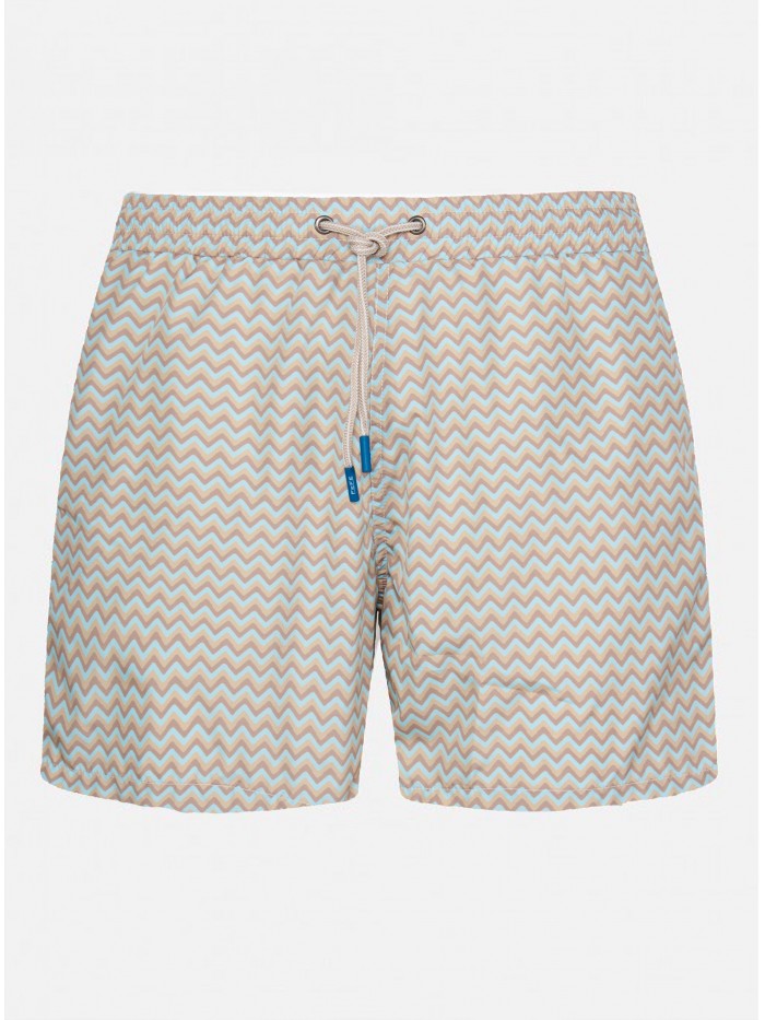 CREAM ZIGZAG SWIM SHORT