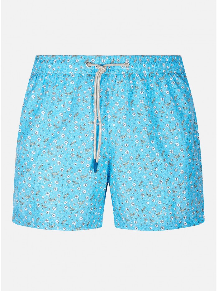 LIGHT-BLUE FLOWERS SWIM SHORT