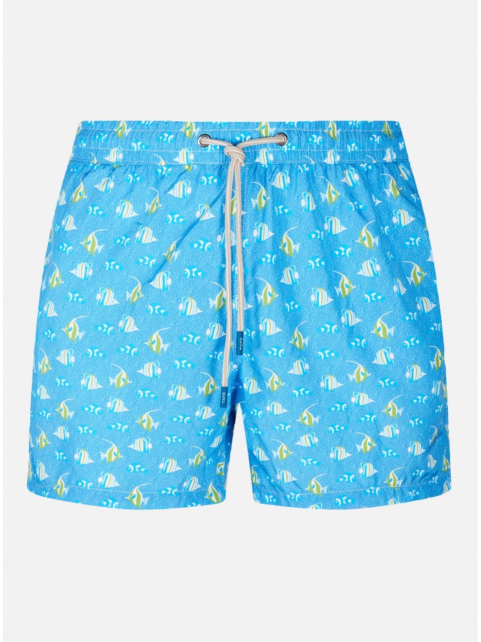 LIGHT-BLUE FISHES SWIM SHORT