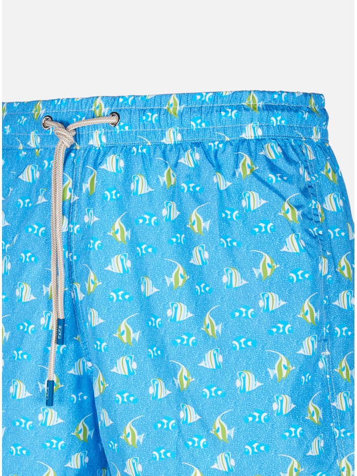 LIGHT-BLUE FISHES SWIM SHORT
