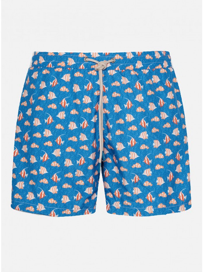 BLUE DENIM FISHES SWIM SHORT