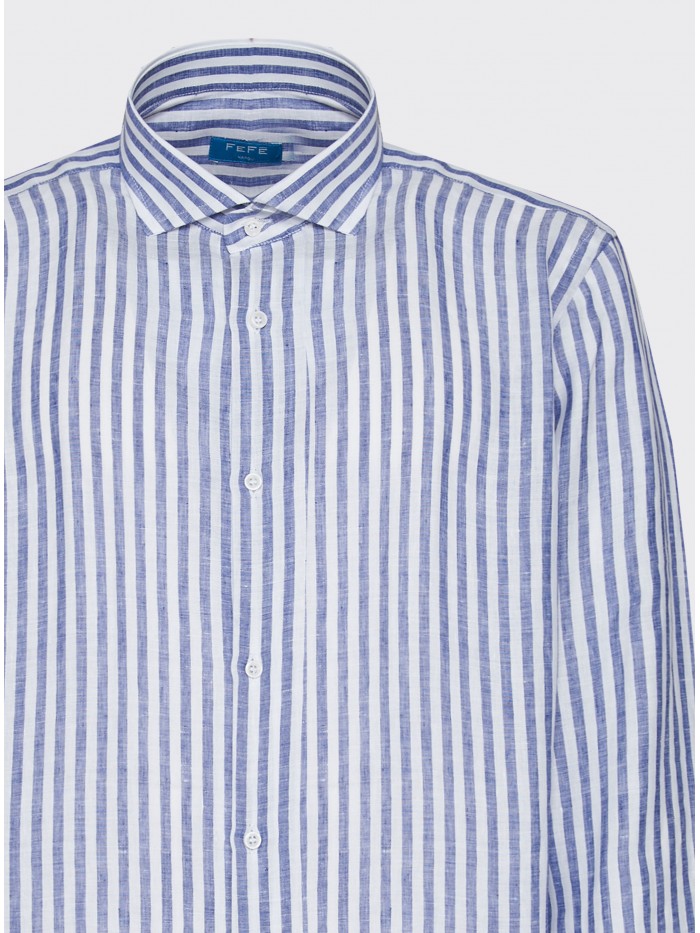 CAMICIA LINO RIGHE STRETTE...