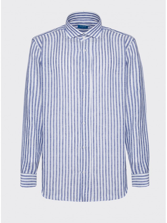 DENIM BLUE STRIPED LINEN SHIRT