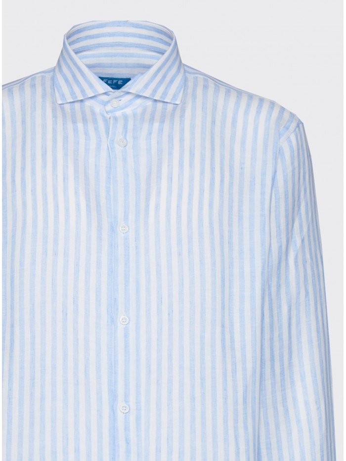 LIGHT-BLUE STRIPED LINEN SHIRT