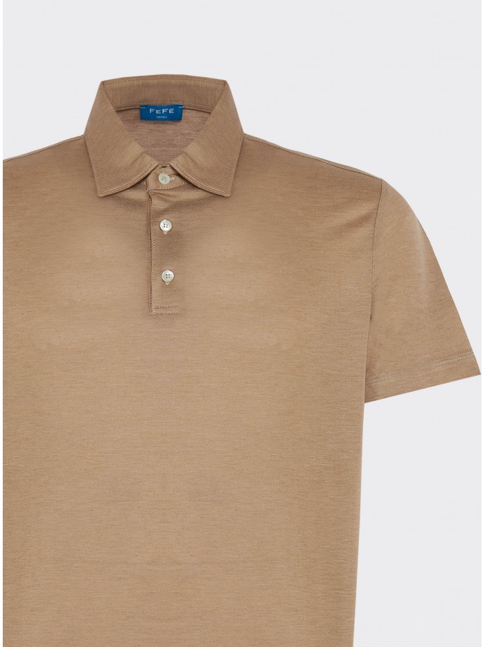 POLO COTONE TENCEL CAMEL