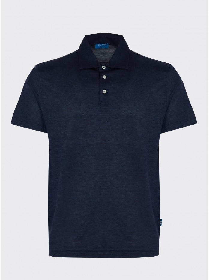 COTTON TENCEL BLUE POLO SHIRT