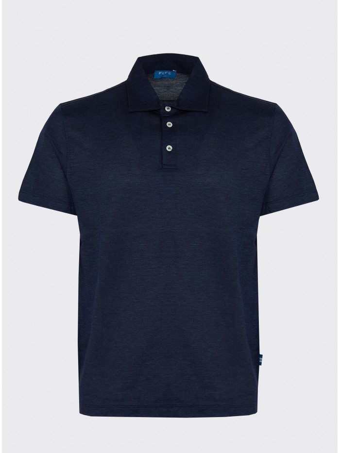 COTTON TENCEL BLUE POLO SHIRT