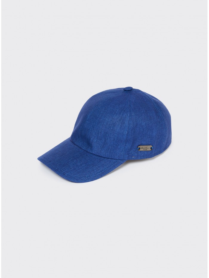 BLUE LINEN BASEBALL CAP