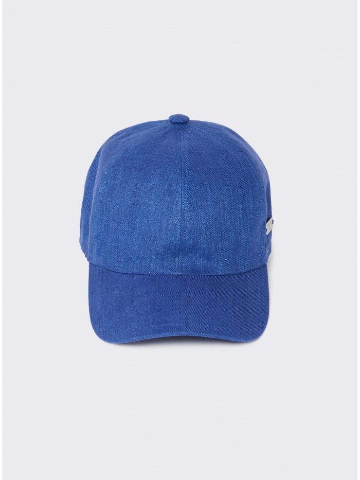 BLUE LINEN BASEBALL CAP
