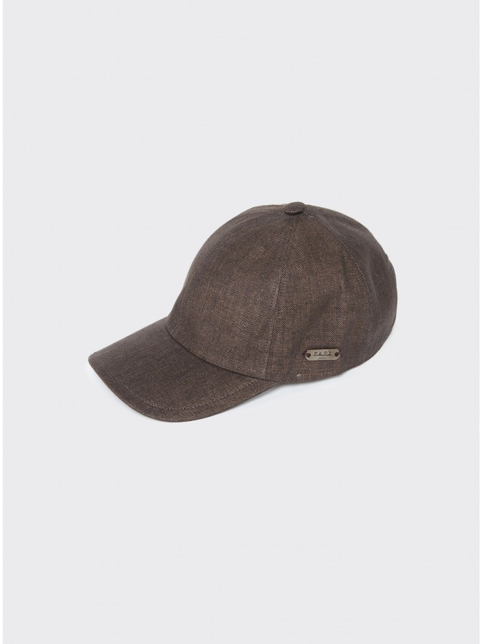 BROWN LINEN BASEBALL CAP