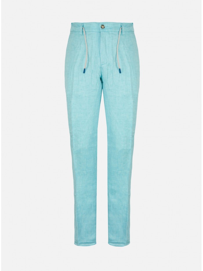 TURQUOISE LINEN TROUSERS