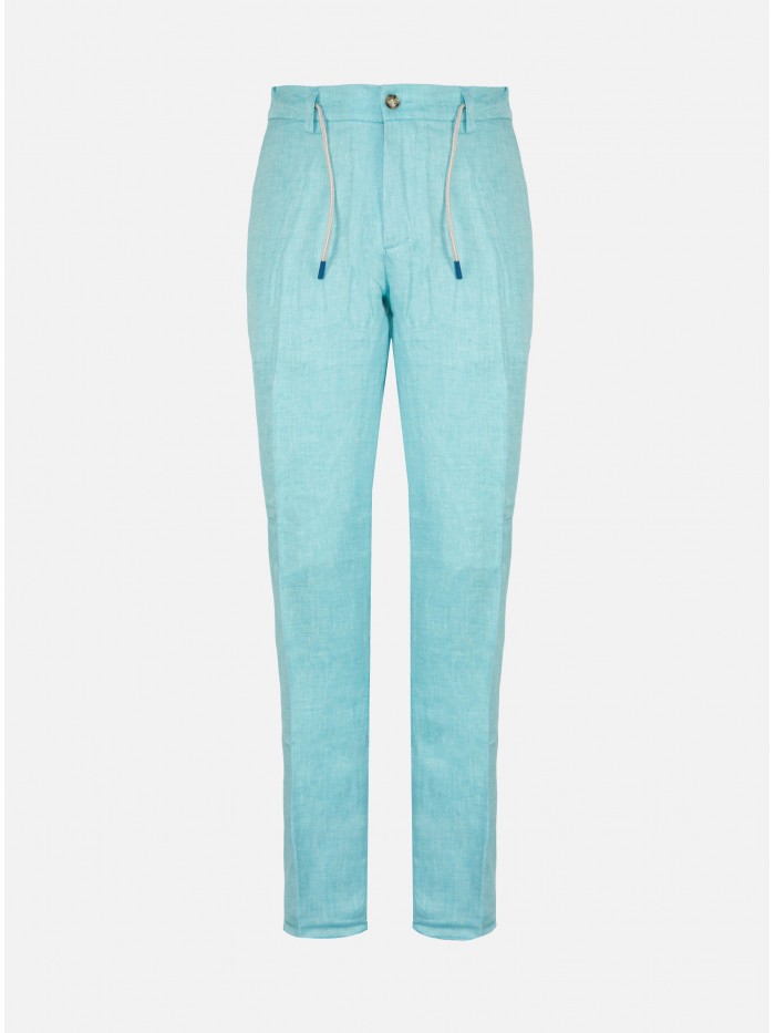 TURQUOISE LINEN TROUSERS