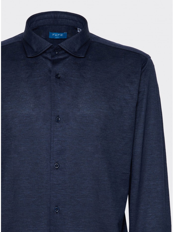 CAMICIA COTONE TENCEL BLU