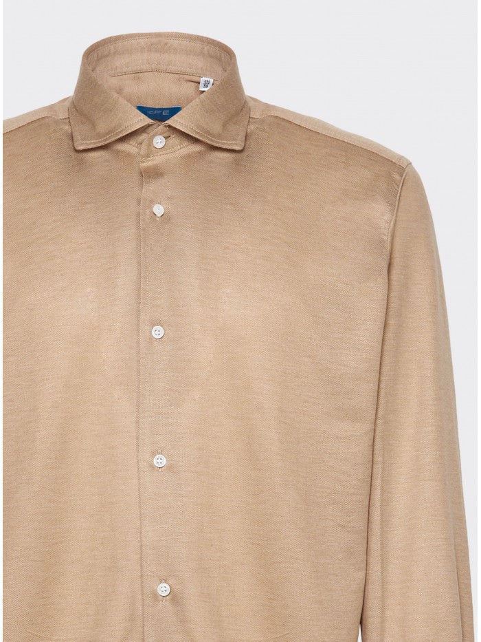 CAMICIA COTONE TENCEL NOCCIOLA