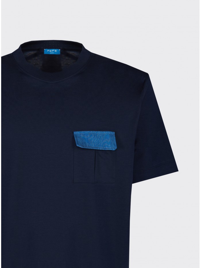 T-SHIRT FILO DI SCOZIA BLU...